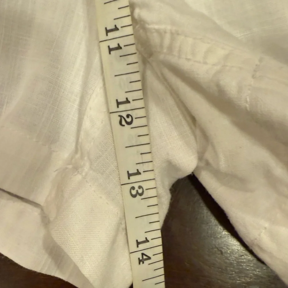 Point Sur Women’s White Linen Blend Shorts with Elastic Waist and Tie sz XS